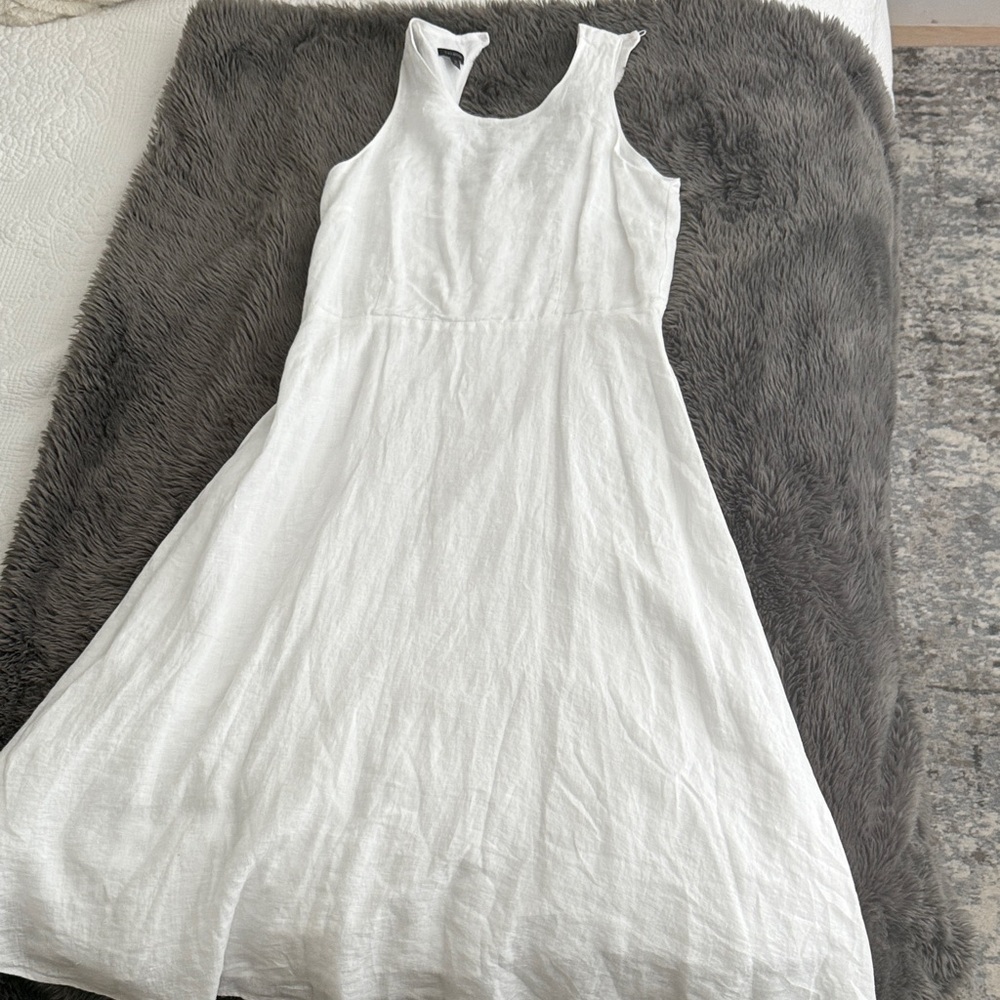 White Linen Sleeveless Dress